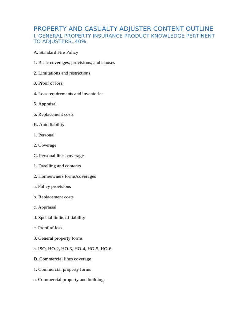 Property and Casualty Adjuster Guide | PDF | Insurance | Professional ...