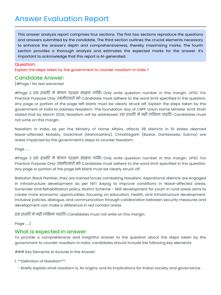 Answer Evaluation Report | PDF | Evaluation | Governance