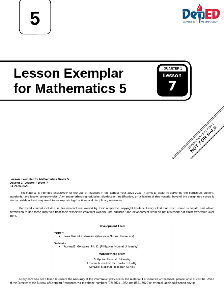 Q1 LE Mathematics-5 Lesson-7 Week-7 | PDF | Area | Triangle