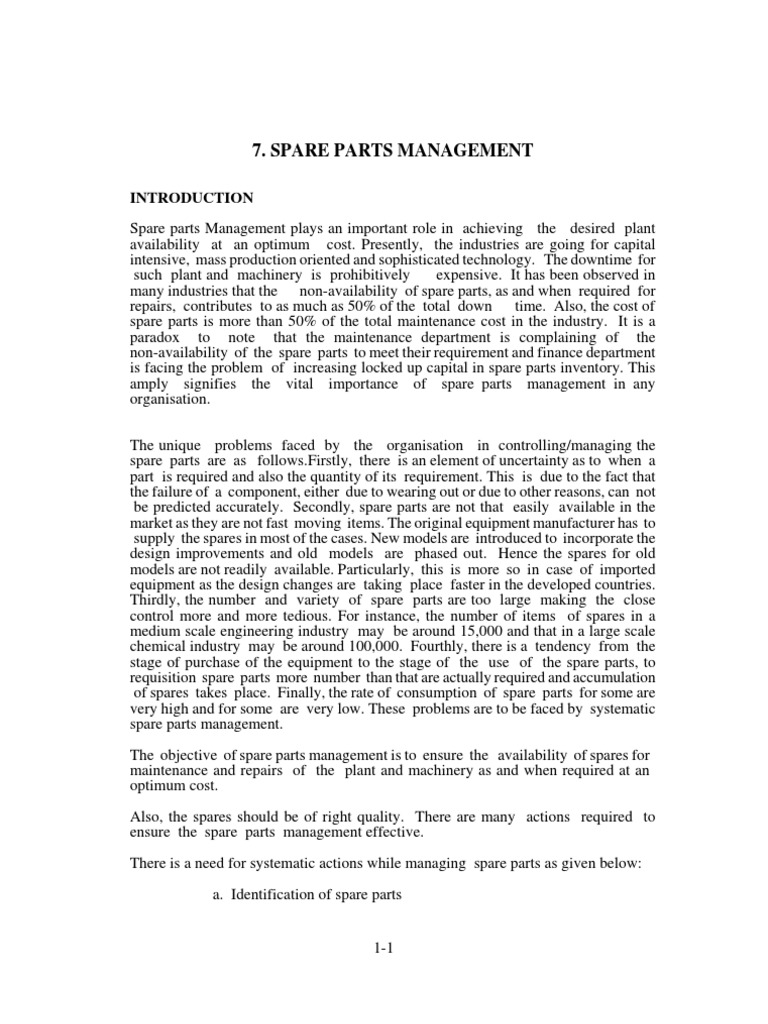 Spare Parts Management Strategies | PDF | Business