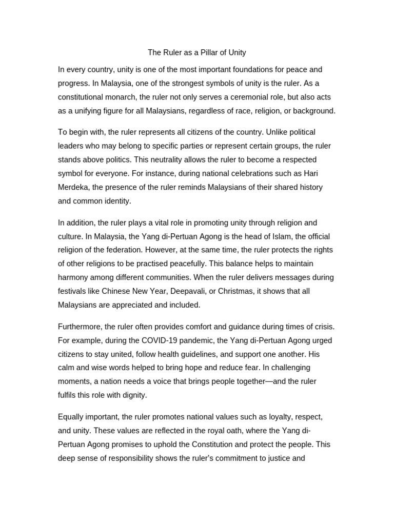 The Ruler As A Pillar of Unity | PDF | Malaysia