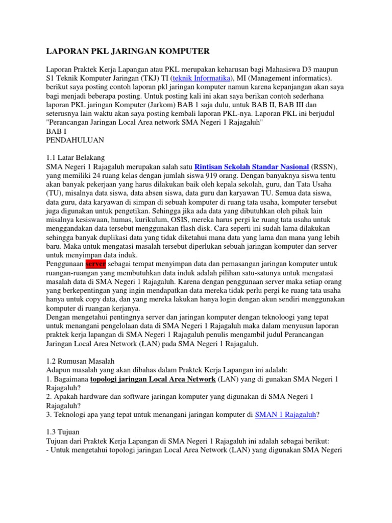 Laporan Pkl Jaringan Komputer