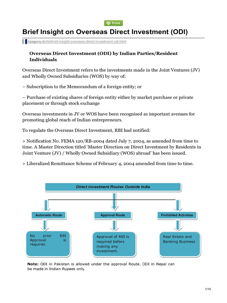 Overview of Overseas Direct Investment (ODI) | PDF | Joint Venture ...