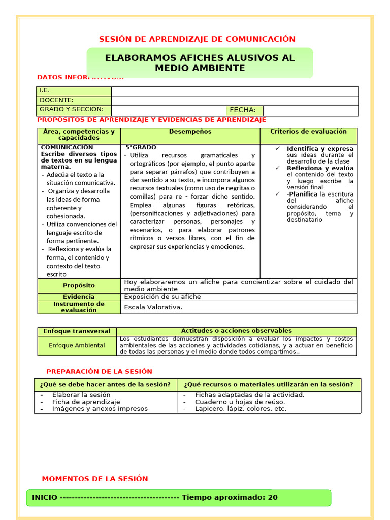 Elaboramos Afiches Sobre El Cuidado Del Medio Ambiente Com | PDF ...
