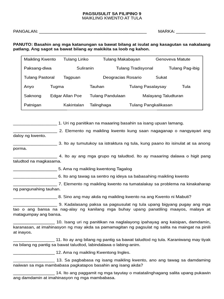 Week 2 - Pagsusulit | PDF