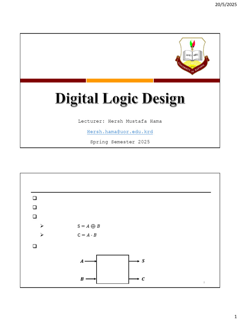Half and Full Adder Logic Design | PDF | Electrical Engineering ...