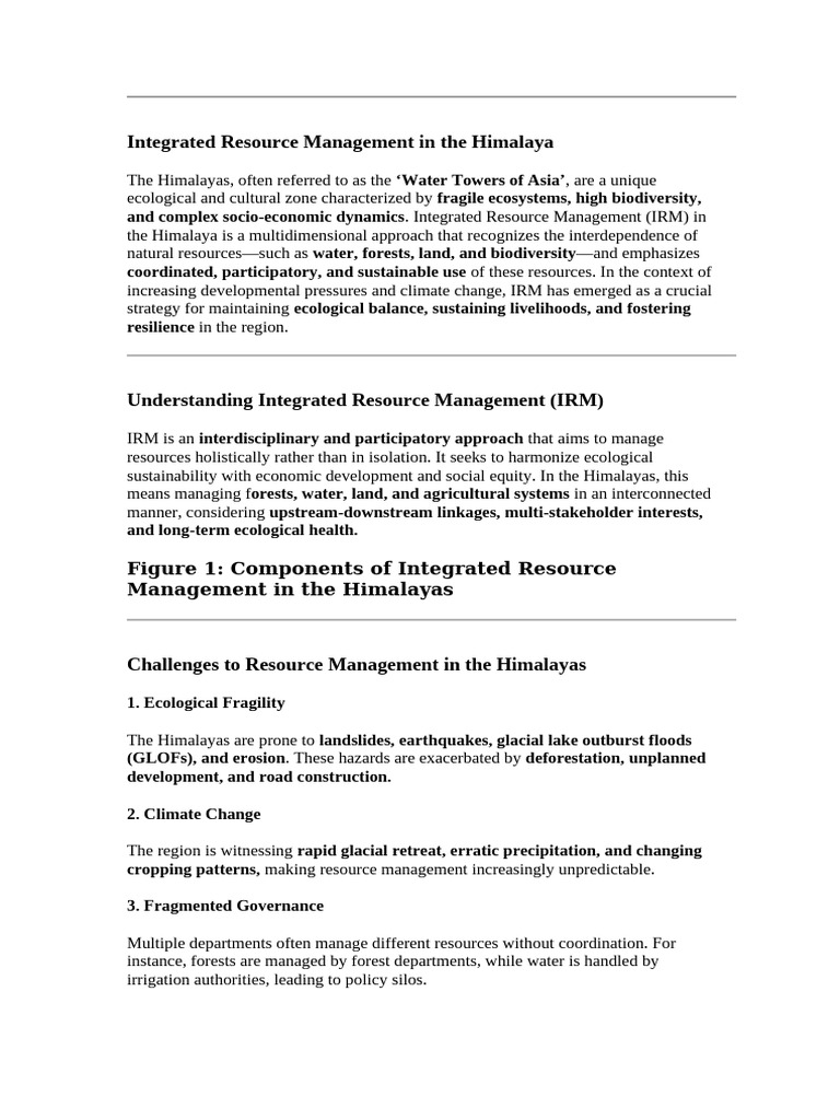 Integrated Resource Management | PDF | Forest Management | Himalayas