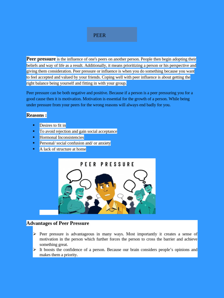 Understanding Peer Pressure: Effects & Coping | PDF | Motivation ...
