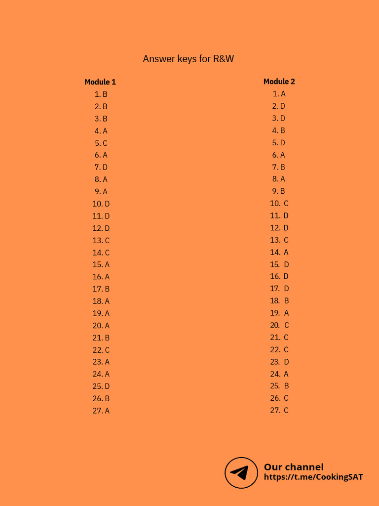 SAT Reading & Writing Answer Keys | PDF