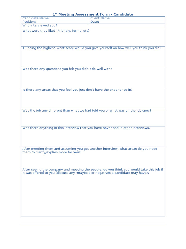 Candidate Interview Assessment Form | PDF