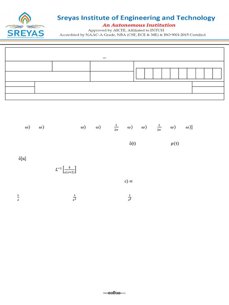 Signals & Systems Exam Questions | PDF | Spectral Density | Convolution