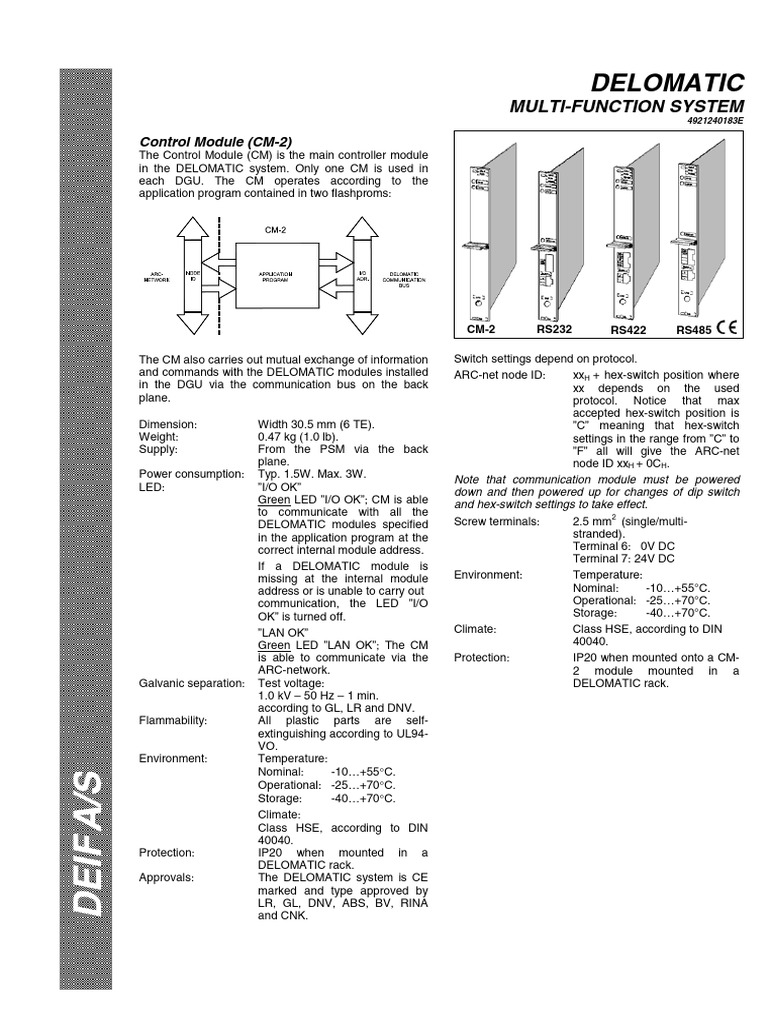 Delomatic 3 Control Module CM 2 4921240183 Uk | PDF | Manufactured ...