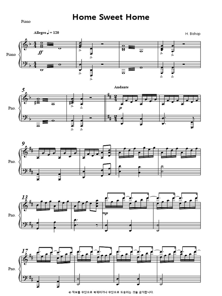 Home Sweet Home Piano Sheet Music