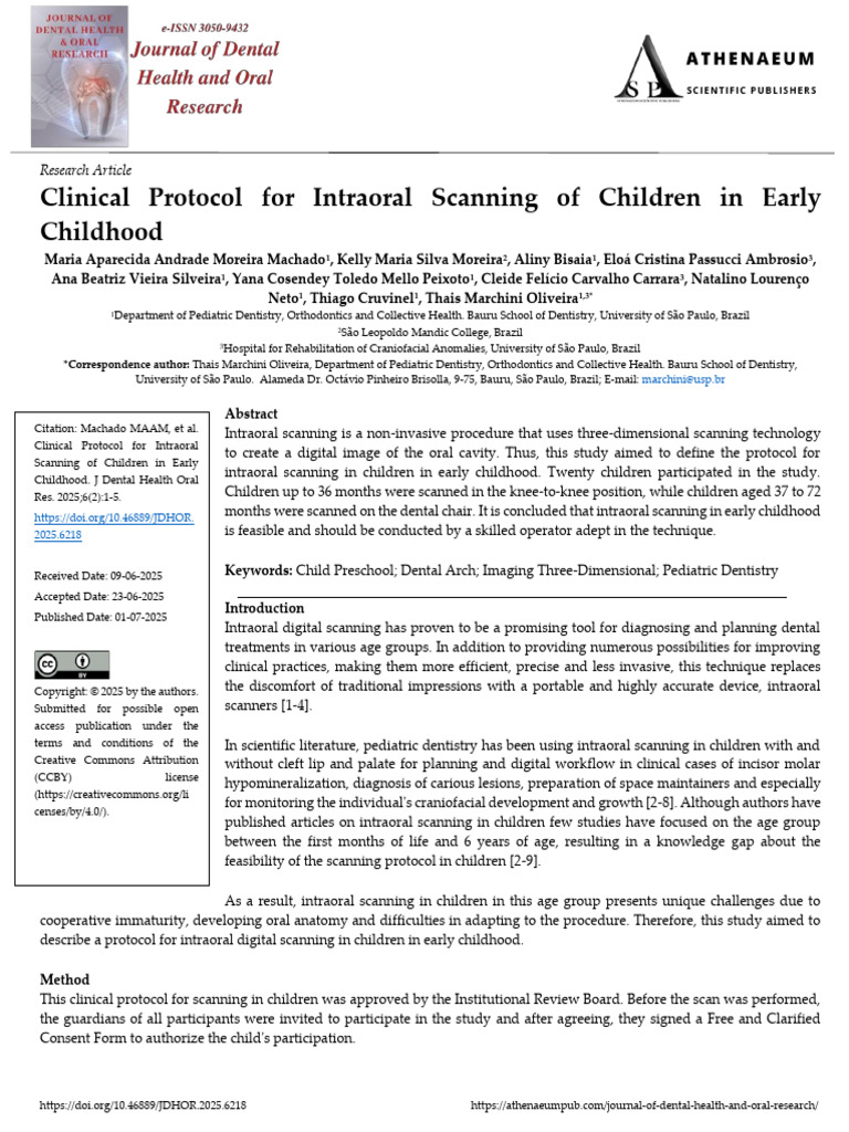 Intraoral Scanning Protocol for Children | PDF | Dentistry | Mouth