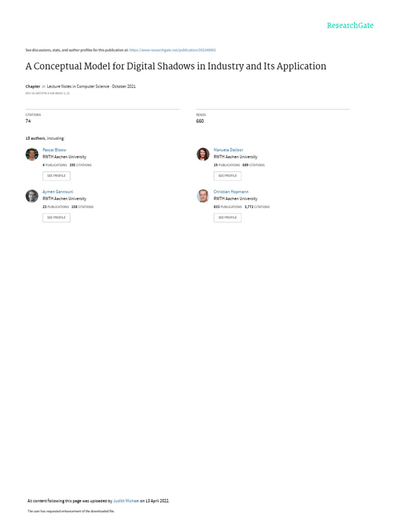 Digital Shadows in Smart Manufacturing | PDF | Conceptual Model | System