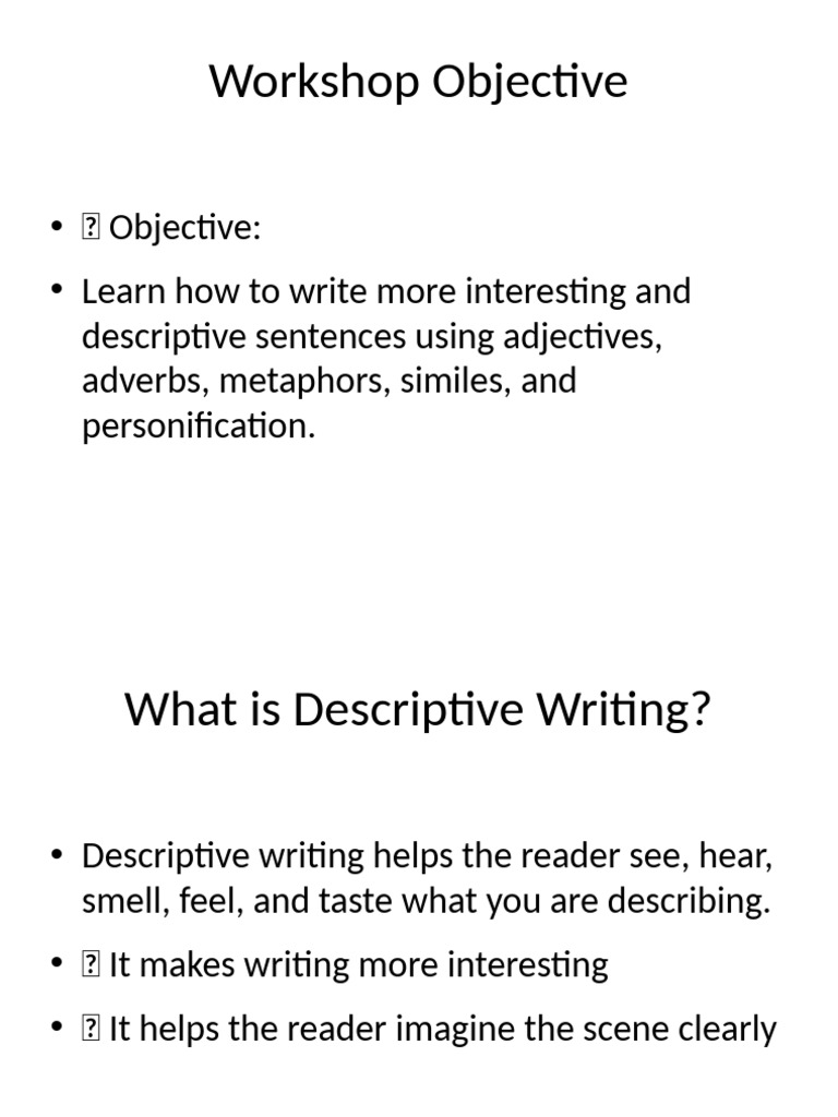 Mastering Descriptive Writing Techniques | PDF