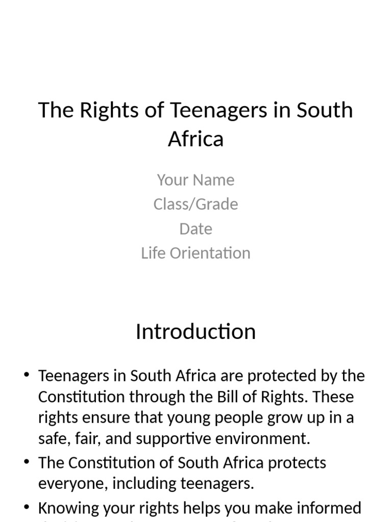 Teenagers' Rights in South Africa | PDF