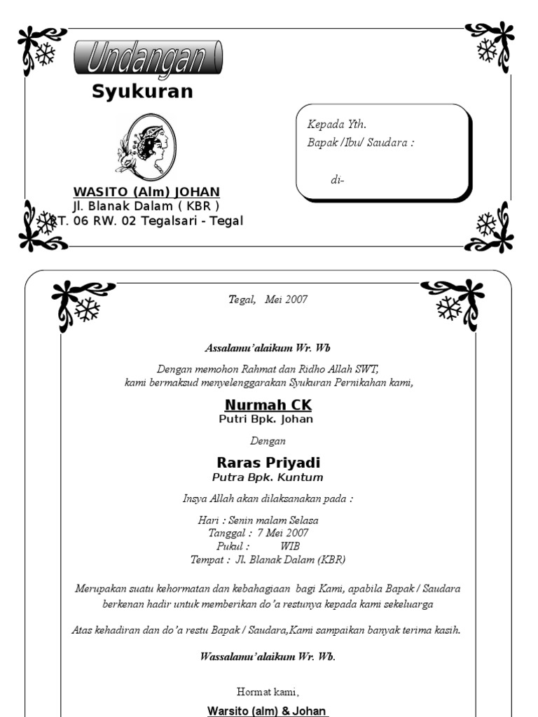 Undangan Syukuran Nikah