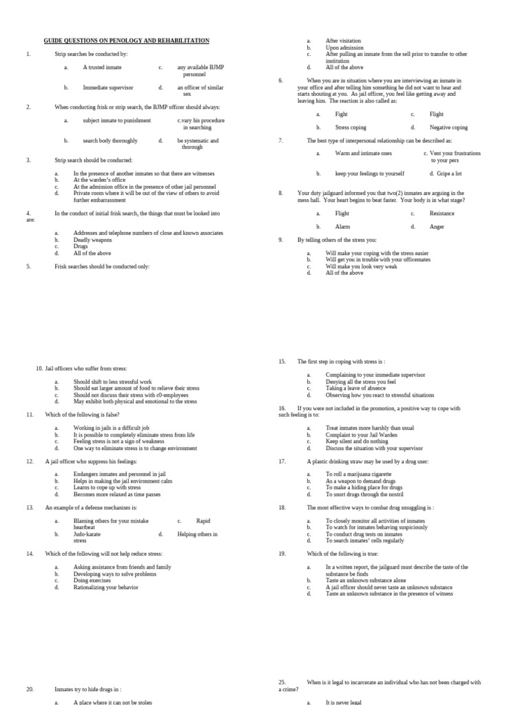 Peno Questioner Set 1A | PDF | Prison | Emergency Management