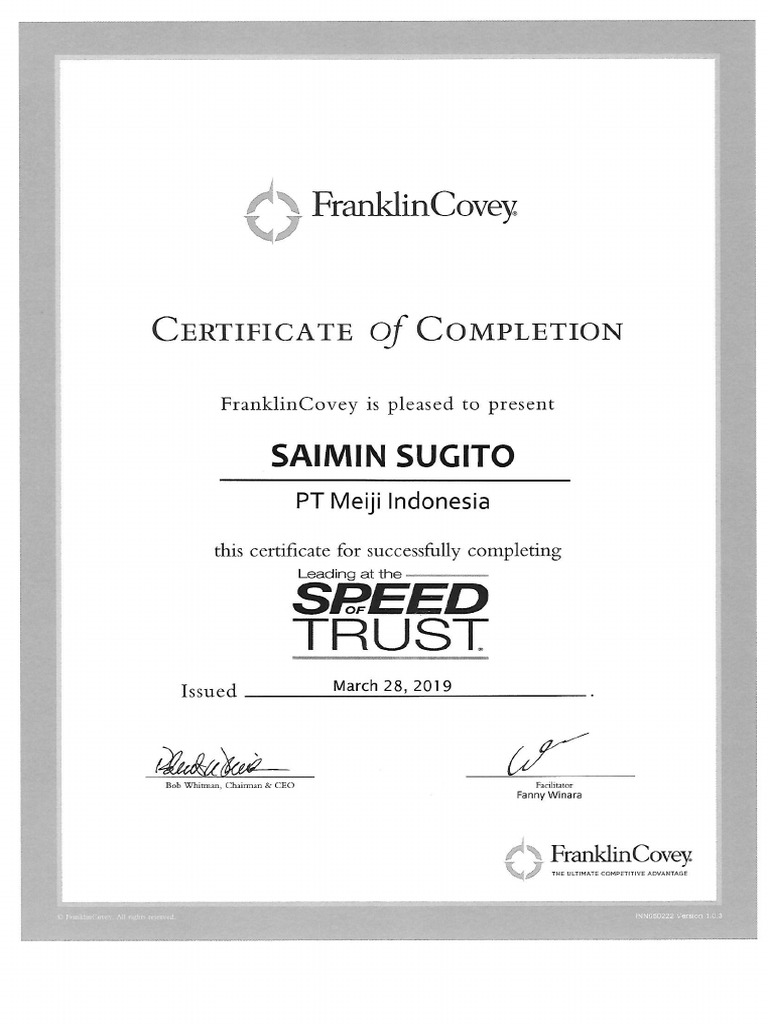 Certificate Speed Trust | PDF
