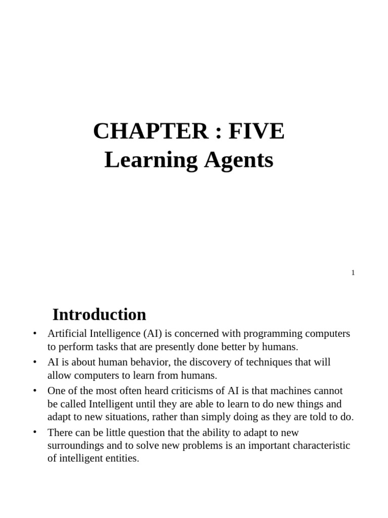 Understanding Learning Agents in AI | PDF | Statistical Classification ...