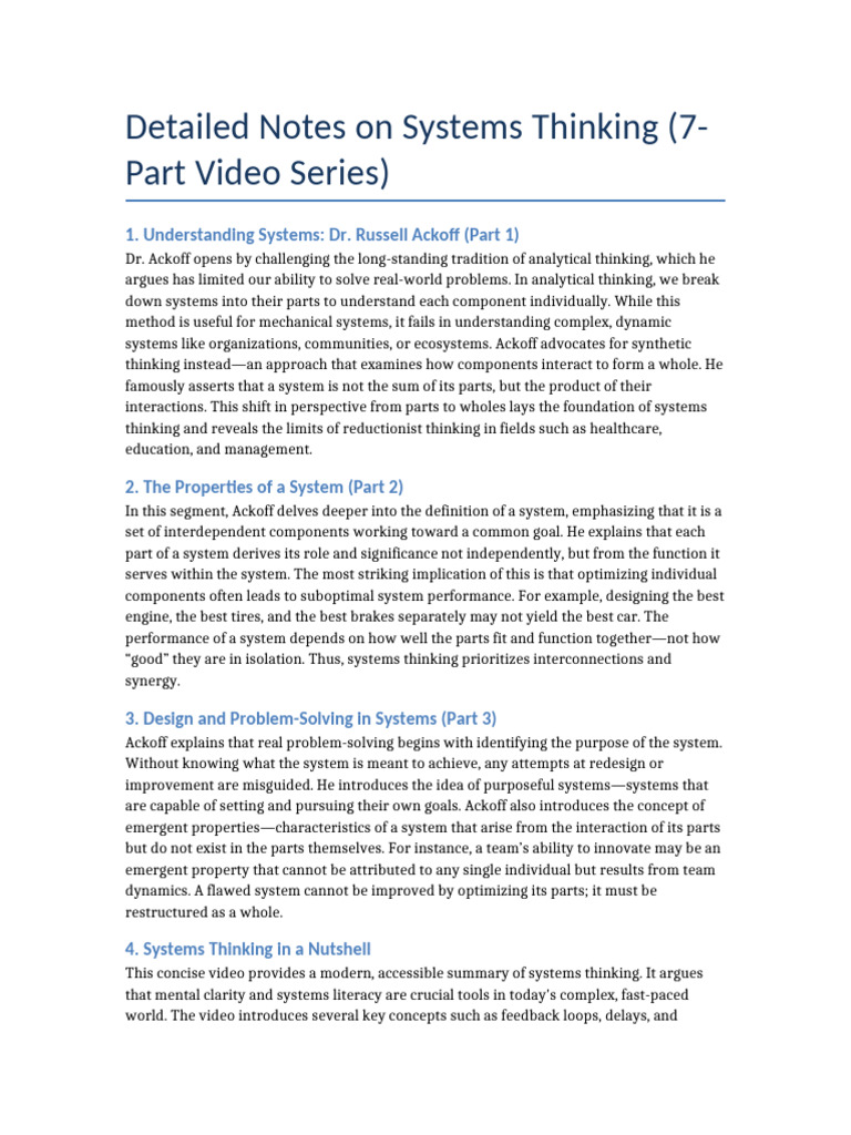 Systems Thinking Insights and Applications | PDF | System | Systems Theory