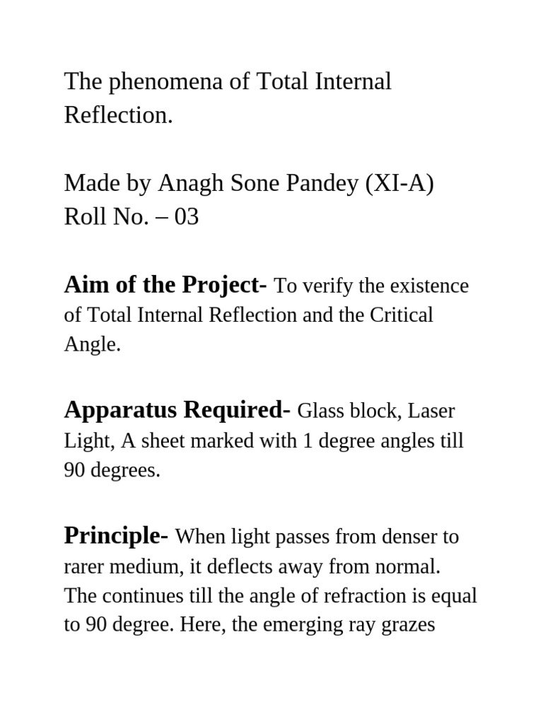 Total Internal Reflection Explained | PDF