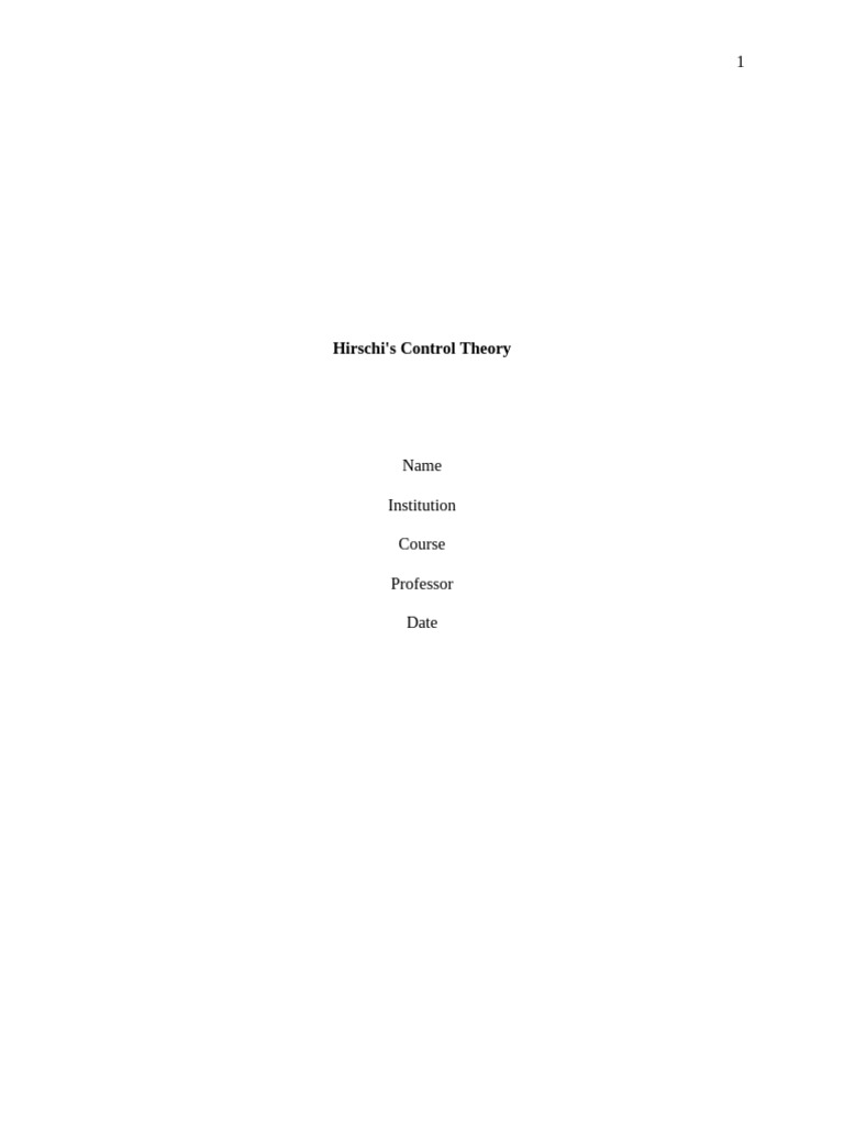 Hirschi's Control Theory of Deviance | PDF | Deviance (Sociology ...