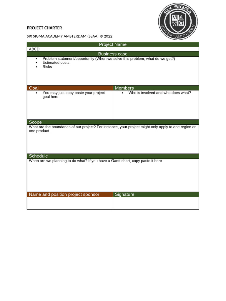 Project+Charter+Ssaa+ +Copy | PDF