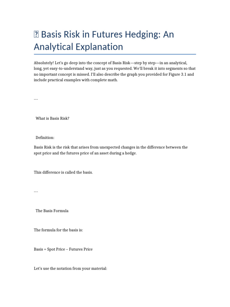 Understanding Basis Risk in Futures Hedging | PDF | Hedge (Finance ...