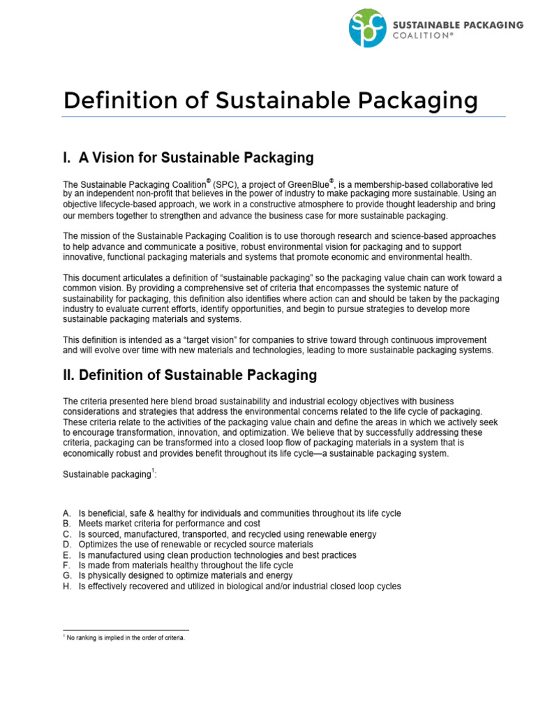 Understanding Sustainable Packaging Criteria | PDF | Sustainability ...