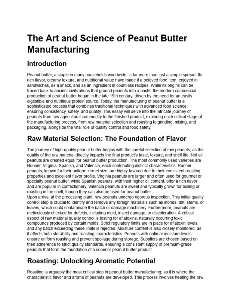 The Art and Science of Peanut Butter Manufacturing | PDF | Peanuts ...