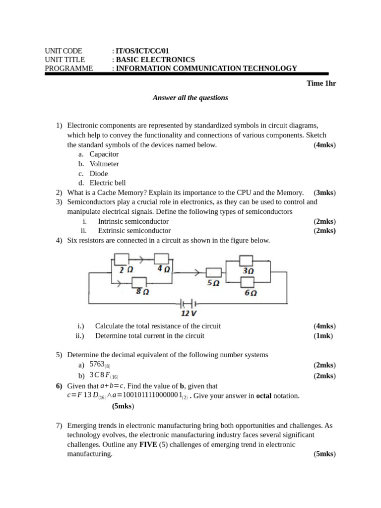 Basic Electronics Concepts and Challenges | PDF