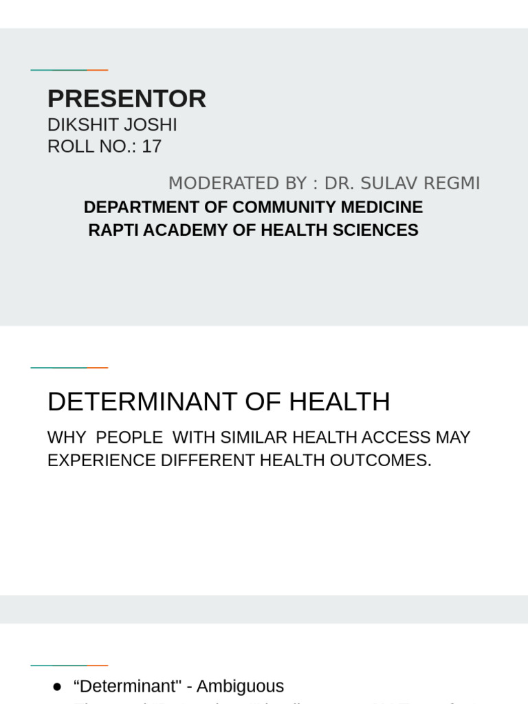 Determinants of Health | PDF | Behavioural Sciences | Psychology