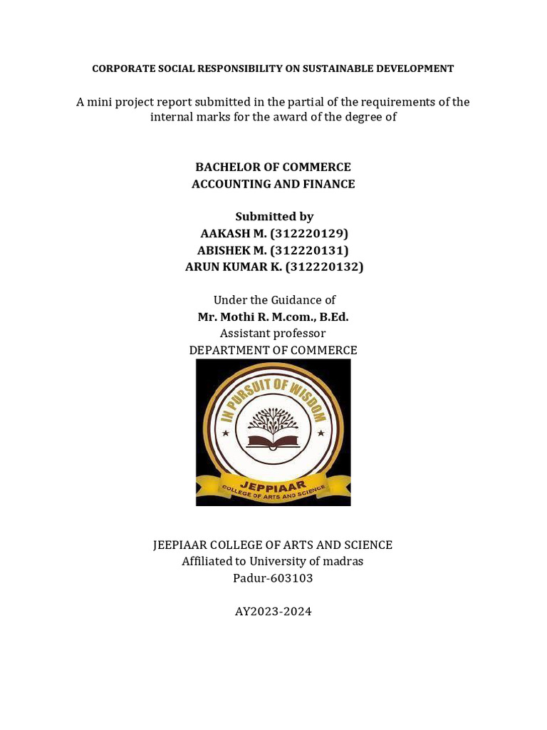 CSR's Role in Sustainable Development | PDF | Corporate Social ...