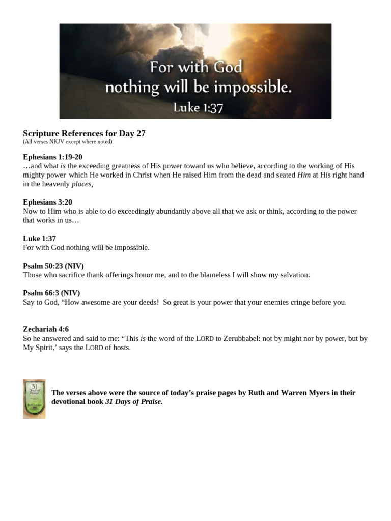 Day 27 Scripture References for Praise | PDF