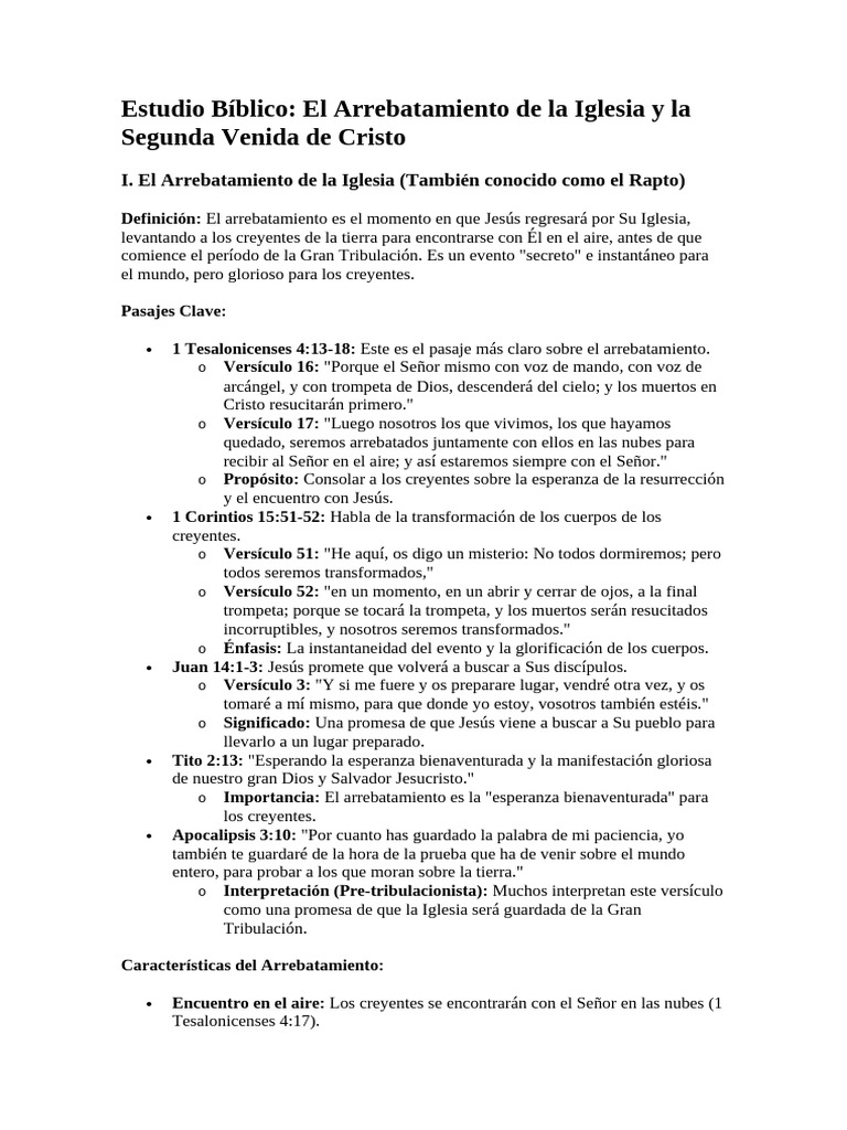 Arrebatamiento y Segunda Venida de Cristo | PDF | Éxtasis | Segundo ...