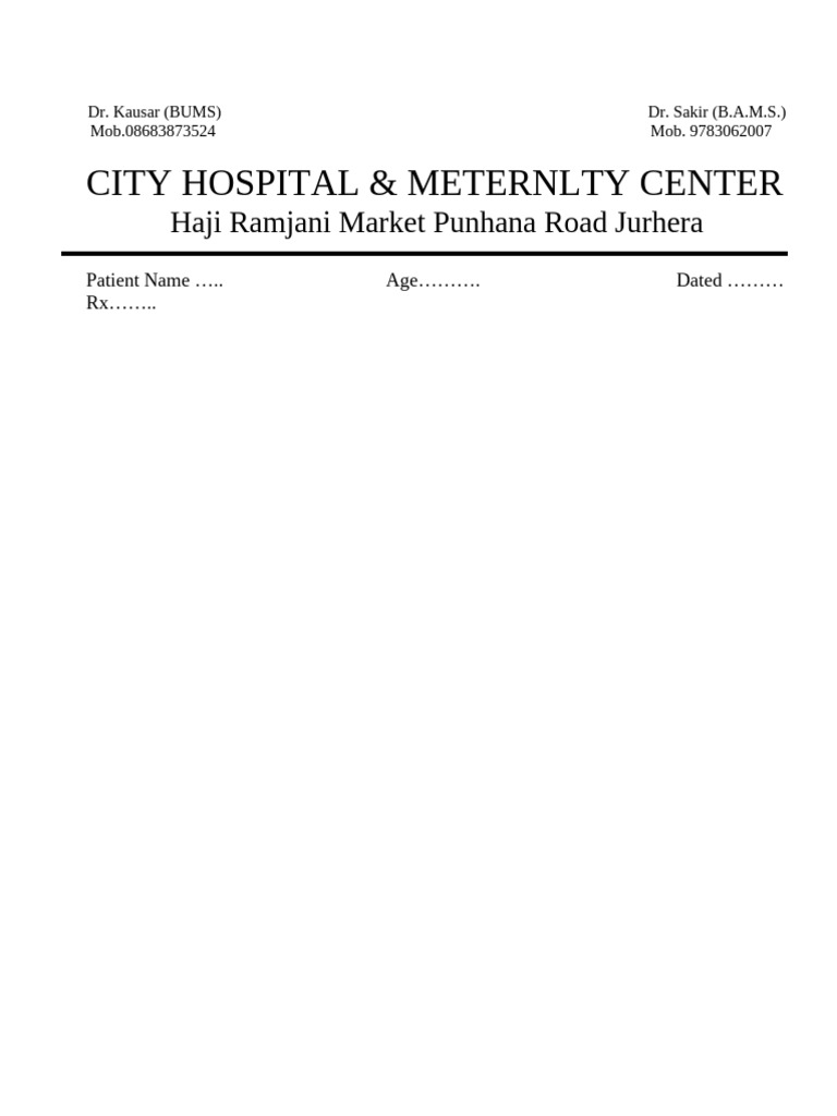 City Hospital Letter Pad | PDF