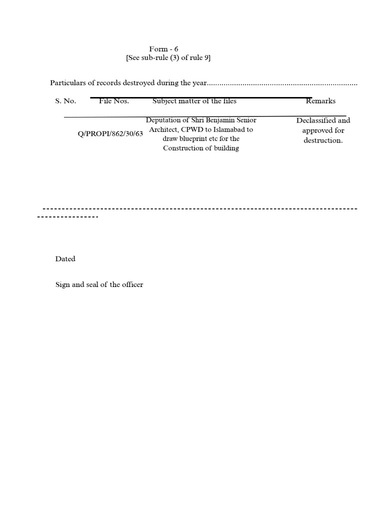 Form 6: Records Destruction Report | PDF