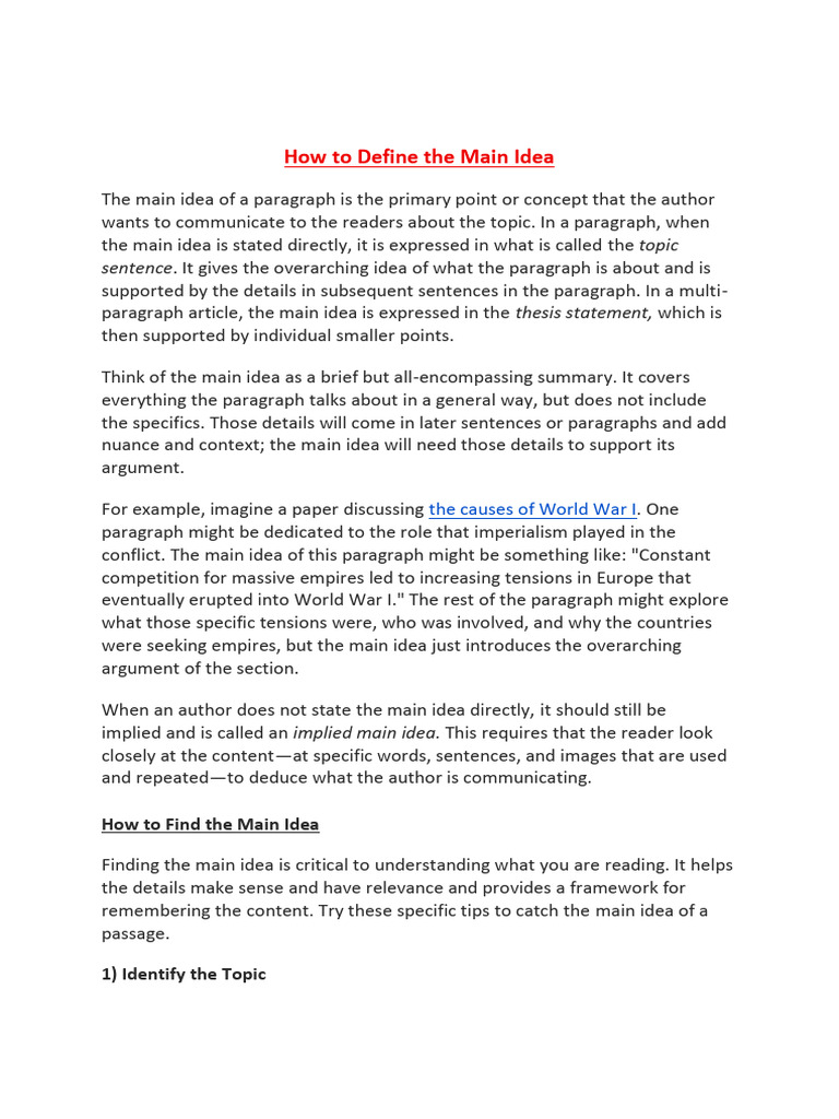 How to Identify Main Ideas in Text | PDF | Evidence | Opinion