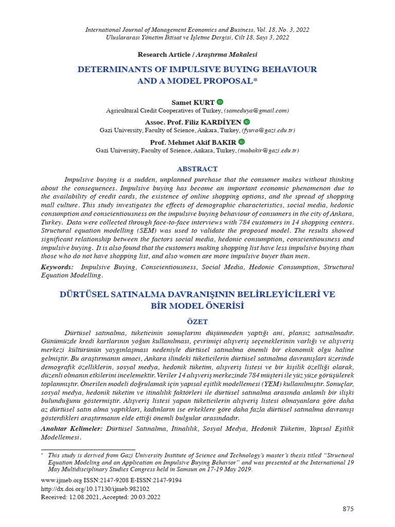 Determinants of Impulsive Buying Behavio | PDF | Sampling (Statistics ...