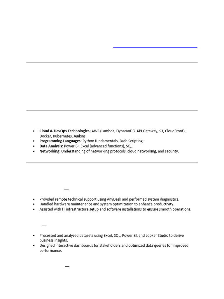 DevOps Intern Resume: Cloud & Automation Skills | PDF | Cloud Computing ...