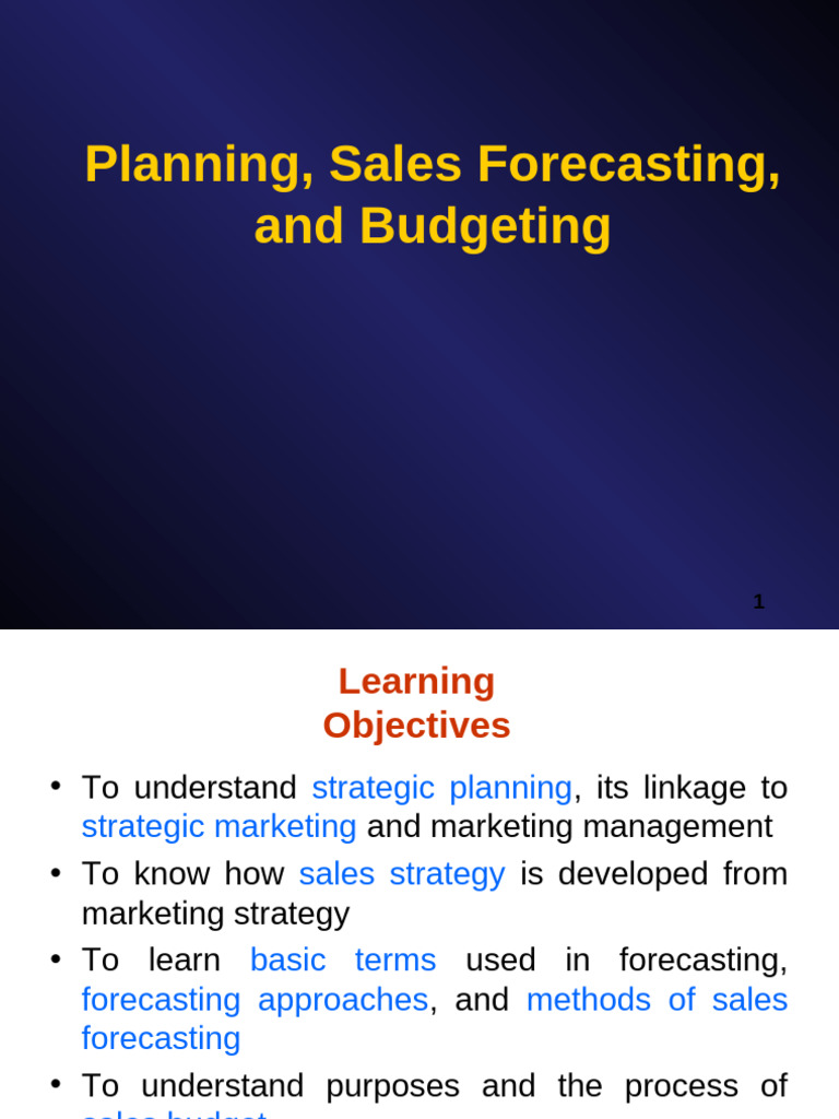Ch3 - Planning Sales Forecasting Budgeting | PDF | Forecasting | Marketing