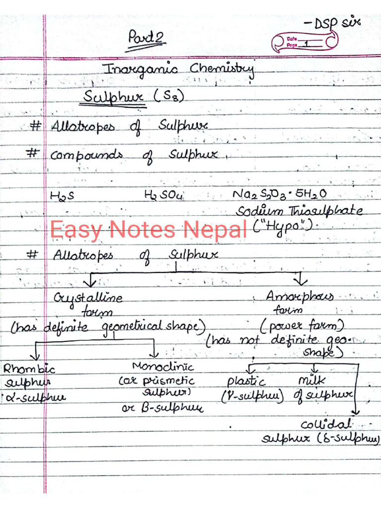 Sulphur (Easy Notes Nepal) | PDF