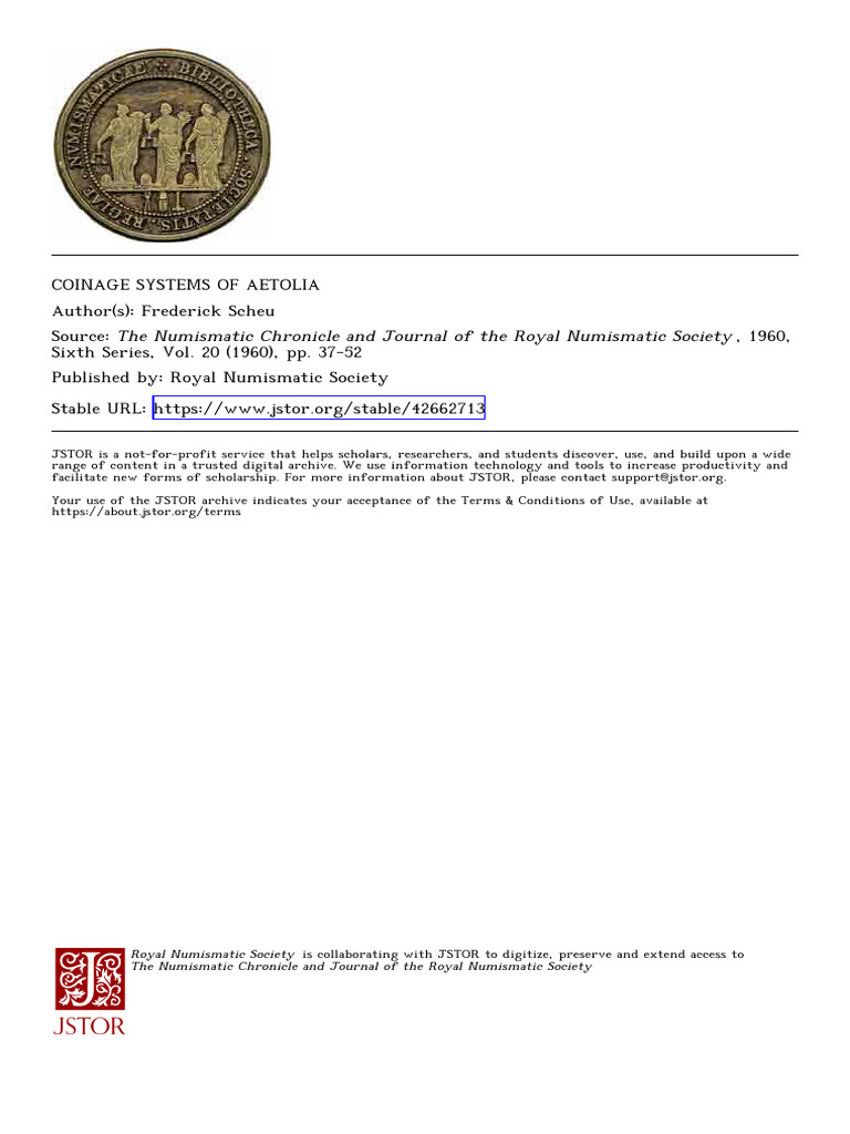 Aetolian Coinage Systems Explained | PDF | Coins | Numismatics