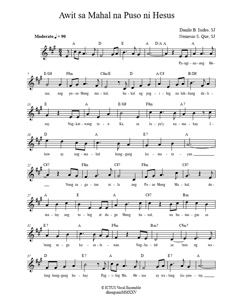 Awit Sa Mahal Na Puso Ni Hesus ICTUS | PDF