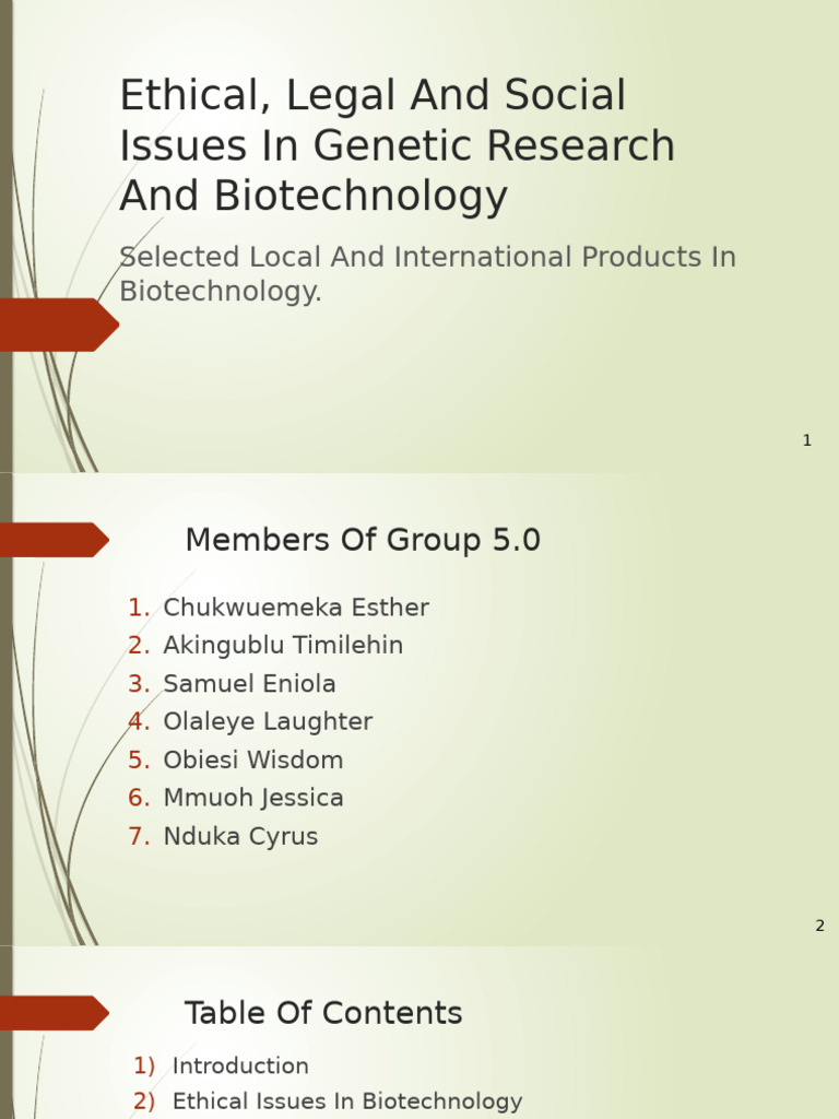 Ethical, Legal and Social Issues in Genetic (Group 5) | PDF | Genetic ...