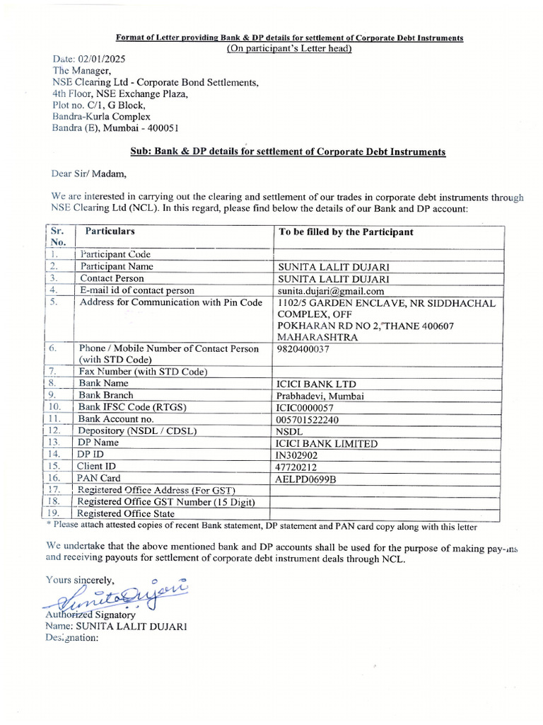 Common Deal Note Sunita Lalit Dujari | PDF