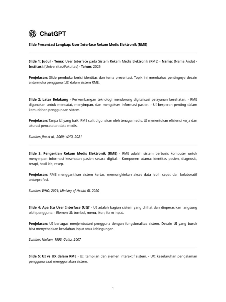 Ui Rekam Medis Slide | PDF