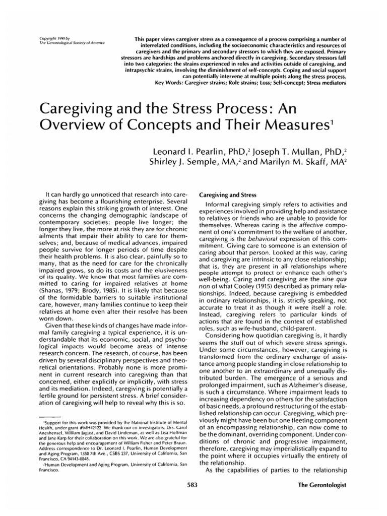 Caregiving Stress Process Overview | PDF | Stress (Biology) | Caregiver
